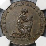 1790s NGC AU 53 Am I Not A Man Slavery Conder 1/2 Penny D&H 1037 (18062505C)