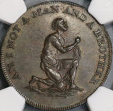 1790s NGC AU 53 Am I Not A Man Slavery Conder 1/2 Penny D&H 1037 (18062505C)