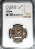 1790s NGC MS 65 Bath Conder 1/2 Penny Sommerset D&H 73 Mint State Token Coin POP 3/0 (19092102C)