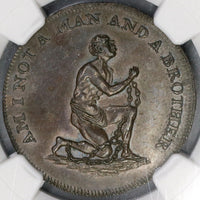 1790s NGC MS 63 Slave Conder 1/2 Penny Middlesex Slavery Token D&H 1037 (19080303C)