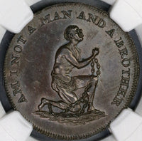 1790s NGC MS 63 Slave Conder 1/2 Penny Middlesex Slavery Token D&H 1037 (19080303C)