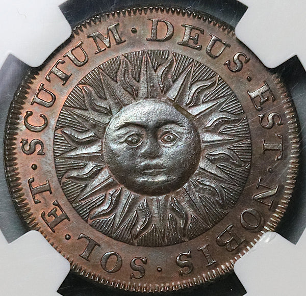 1790s NGC MS 64 Sunface Conder 1/2 Penny Token Oxfordshire Banbury DH 1 Coin (22010703C)