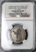 1790s NGC MS 64 Blackfriars Middlesex 1/2 Penny Conder Britain Token D&H 257a Coin (23031201C)