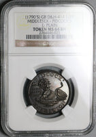 1790s NGC MS 64 Lion Eagle Middlesex Pidcock's 1/2 Penny Conder Token Coin D&H 414 (23031102C)
