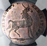 1790s NGC MS 64 RB Ostrich Pidcock's Conder 1/2 Penny Token Middlesex DH 445 Great Britain Coin (16122902D)