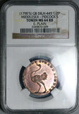 1790s NGC MS 64 RB Ostrich Pidcock's Conder 1/2 Penny Token Middlesex DH 445 Great Britain Coin (16122902D)