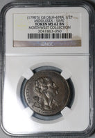 1790s NGC MS 62 Sims 1/2 Penny Garrick Conder Middlesex Tragic Comic Masks DH 478a (22020403C)