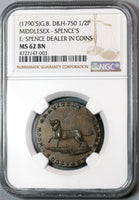 1790s NGC MS 62 Dog Conder 1/2 Penny Spence D&H 750 Mint State Great Britain Coin (19092703C)