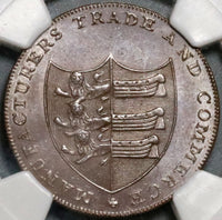 1790s NGC MS 62  Kent Sandwich Ancient Sloop Ship Conder 1/2 Penny Token Coin D&H 39 (21091204C)