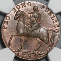 1792 NGC MS 65 Lady Godiva Elephant Conder 1/2 Penny Coventry DH 235 (21042801D)