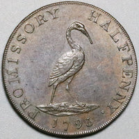 1793 Dragoon Petersfield Stork AU Conder 1/2 Penny Token DH 47 Coin (22010701R)