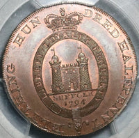 1794 PCGS MS 65 RB Loyal Yeomanry Cavalry Conder 1/2 Penny Suffolk Blything DH 19 (17033001D)