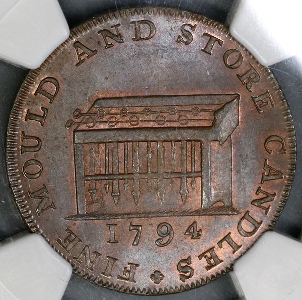 1794 NGC MS 66 Shackelton's Candles Conder 1/2 Penny Token Coin Middlesex DH 477 (19061802D)