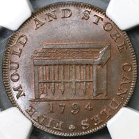 1794 NGC MS 66 Shackelton's Candles Conder 1/2 Penny Token Coin Middlesex DH 477 (19061802D)