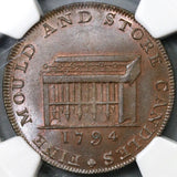 1794 NGC MS 66 Shackelton's Candles Conder 1/2 Penny Token Coin Middlesex DH 477 (19061802D)