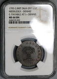1795 NGC MS 66 Dennis Conder 1/2 Penny Middlesex DH 297 POP 1/0 (16072101D)