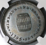 1795 NGC MS 61 Neeton's Middlesex Saracen Conder 1/2 Penny Token Wine Barrel DH 390 Coin (22020401C)