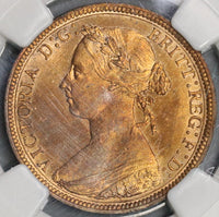 1887 NGC MS 63 Victoria 1/2 Penny Great Britain Coin Near Full Red (20030301C)