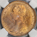 1887 NGC MS 63 Victoria 1/2 Penny Great Britain Coin Near Full Red (20030301C)