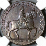 1791 NGC MS 62 William III Conder 1/2 Penny Yorkshire Hull Britain D&H 21 Token Coin (22122602C)
