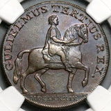 1791 NGC MS 62 William III Conder 1/2 Penny Yorkshire Hull Britain D&H 21 Token Coin (22122602C)