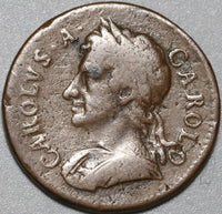 1675 Charles II Farthing Great Britain Fine 1/4 Penny Copper Coin (21030801R)