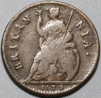 1675 Charles II Farthing Great Britain Fine 1/4 Penny Copper Coin (21030801R)