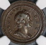 1719 NGC AU 53 George I Farthing Scarce Small Letters Variety Great Britain Coin (21090309C)