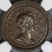 1719 NGC AU 53 George I Farthing Scarce Small Letters Variety Great Britain Coin (21090309C)