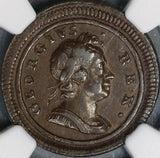 1719 NGC AU 53 George I Farthing Scarce Small Letters Variety Great Britain Coin (21090309C)