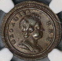 1719 NGC AU 53 George I Farthing Scarce Small Letters Variety Great Britain Coin (21090309C)