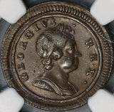 1719 NGC AU 53 George I Farthing Scarce Small Letters Variety Great Britain Coin (21090309C)