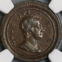 1719 NGC AU 53 George I Farthing Scarce Small Letters Variety Great Britain Coin (21090309C)