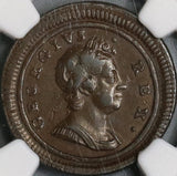 1719 NGC AU 53 George I Farthing Scarce Small Letters Variety Great Britain Coin (21090309C)