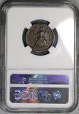 1719 NGC AU 53 George I Farthing Scarce Small Letters Variety Great Britain Coin (21090309C)