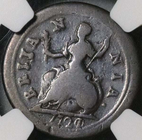 1721/0 NGC VG Det George I Farthing Great Britain Overdate Coin (21071704C)