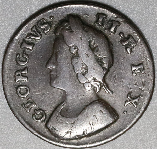 1739 George II Farthing Great Britain Copper 1/4 Penny Coin (20101002R)