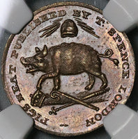 1795 NGC MS 64 Spence Pigs Meat Farthing Conder Token Middlesex DH 1117 Coin (22020301C)