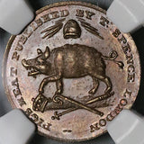 1795 NGC MS 64 Spence Pigs Meat Farthing Conder Token Middlesex DH 1117 Coin (22020301C)