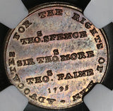 1795 NGC MS 64 Spence Pigs Meat Farthing Conder Token Middlesex DH 1117 Coin (22020301C)