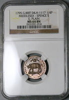 1795 NGC MS 64 Spence Pigs Meat Farthing Conder Token Middlesex DH 1117 Coin (22020301C)