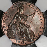 1821 NGC MS 65 George IV Farthing Great Britain Mint State Coin (19121801C)
