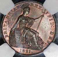1821 NGC MS 65 George IV Farthing Great Britain Mint State Coin (19121801C)