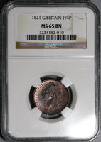 1821 NGC MS 65 George IV Farthing Great Britain Mint State Coin (19121801C)