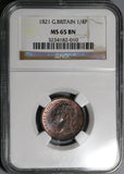1821 NGC MS 65 George IV Farthing Great Britain Mint State Coin (19121801C)