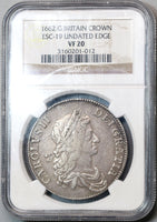 1662 NGC VF 20 Charles II Crown England Great Britain No Edge Year Coin (19091502C)