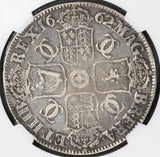 1662 NGC VF 25 Charles II Crown England Great Britain No Rose Silver Coin (19082505C)