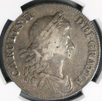 1663 NGC VF 20 Charles II Crown Rare No Rx Stops Great Britain England Coin (19071901C)
