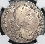 1668/7 NGC F 12 Charles II Crown Rare Overdate Great Britain England Coin (23031101C)