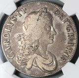 1668/7 NGC F 12 Charles II Crown Rare Overdate Great Britain England Coin (23031101C)